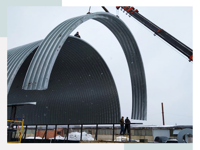 Полукруглые ангары в Коврове